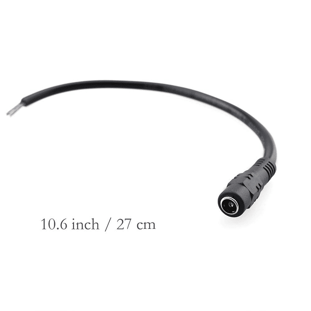 Cable flexible de alimentación CC de 18 AWG, conectores hemb