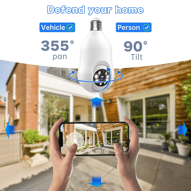 Cámara de Seguridad con Bombilla, Paquete de 2, 5 g/2,4 GHz,