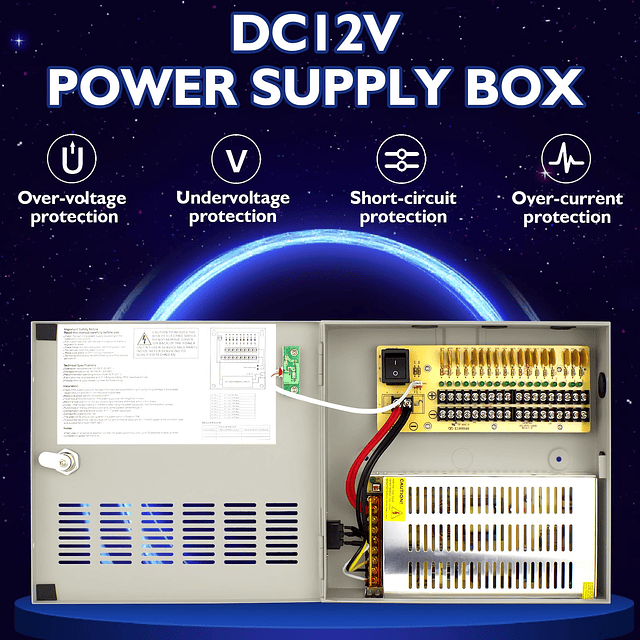 Caja de alimentación distribuida CCTV de 18 canales CC, 20 a