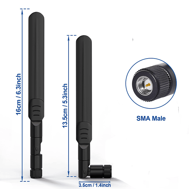 Bingfu Antena macho SMA de doble banda WiFi 2,4 GHz 5 GHz 5,