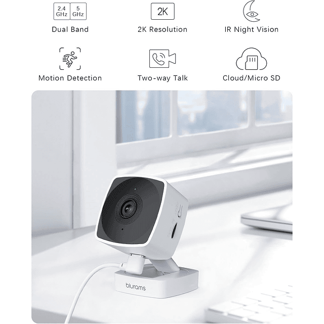 Blurams Cámara de seguridad 2.4G/5G para interiores, cámara