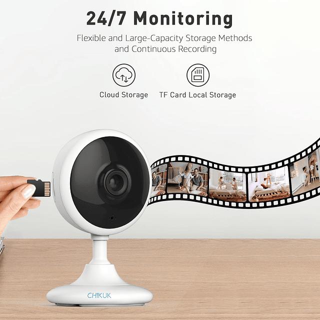 Cámara de seguridad WiFi, cámara interior 2K con visión noct