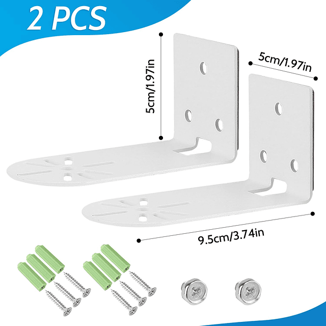 Paquete de 2 soportes de montaje en pared de metal adhesivo,