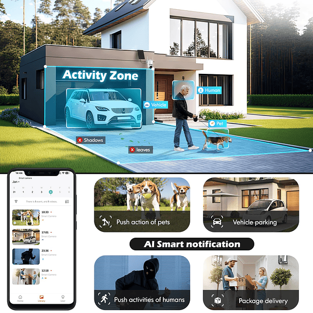 Cámaras de seguridad solares inalámbricas para exteriores, 2