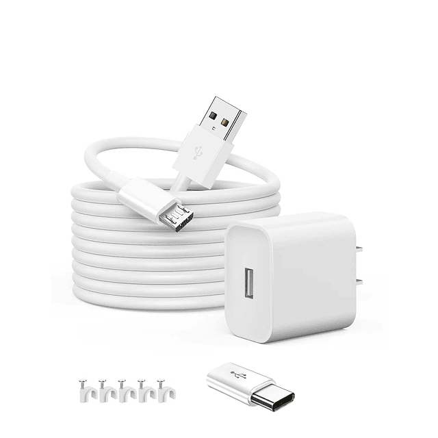 Cable USB-A a Micro/Tipo-C de 10 pies con adaptador de pared