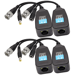 Video Balun RJ45 a BNC Transceptor Transmisor HD-CVI/TVI/AHD