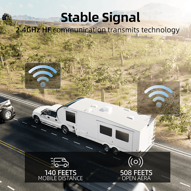 Sistema inalámbrico de cámara de respaldo para RV, monitor 1
