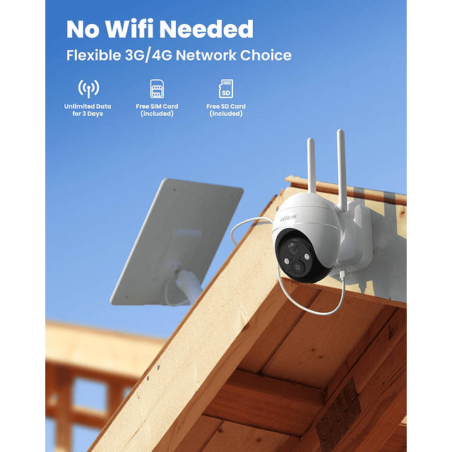 Cámara de seguridad solar celular 4G LTE inalámbrica para ex