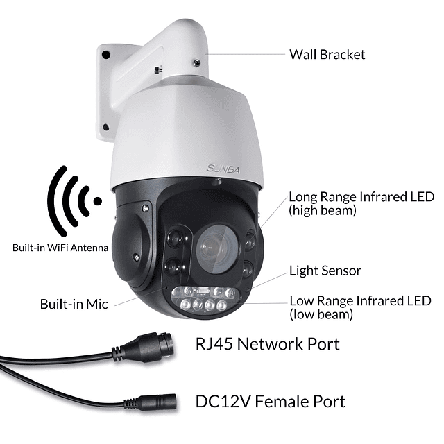 Cámara IP PoE PTZ de 5MP para exteriores, zoom óptico de 20x