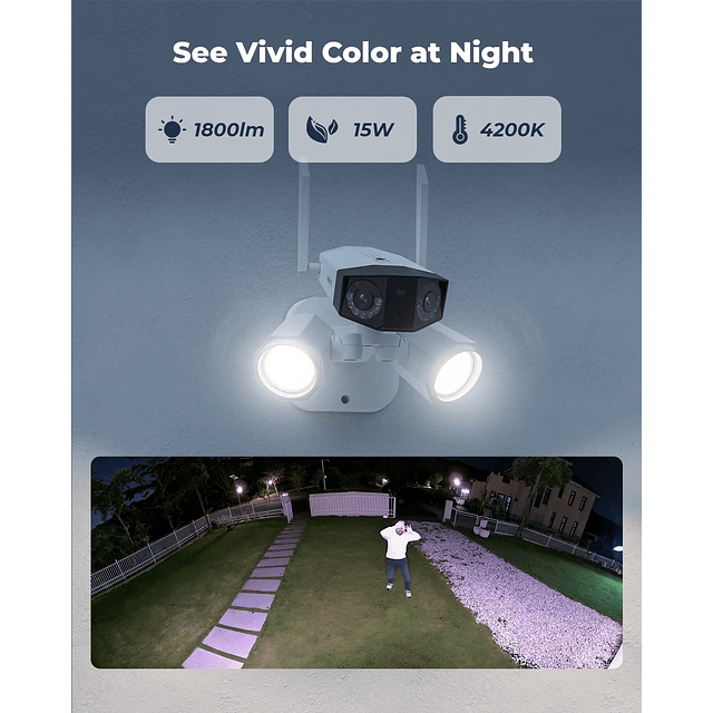 Cámara reflectora, cámara de seguridad exterior 4K de doble