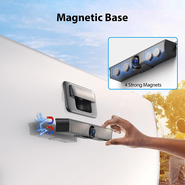 Sistema de cámara de respaldo para RV inalámbrico solar magn