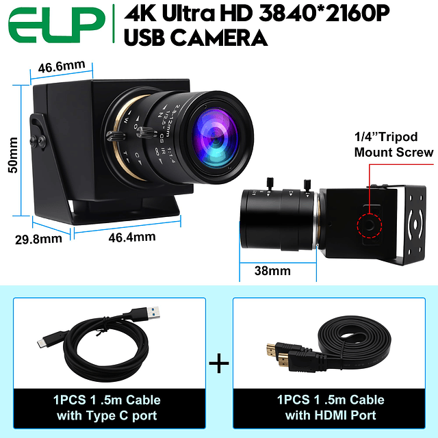 4k 60fps Cámara USB3.0 Cámara web HDMI Salida dual para moni