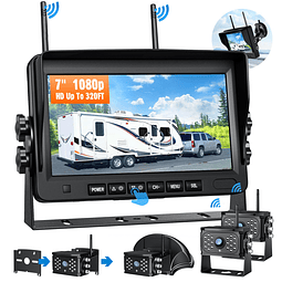 Feisike RV Cámara de respaldo inalámbrica HD 1080P con 2 cám