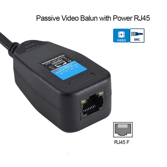 Pasivo CCTV Coaxial BNC Video Power Balun Transceptor a RJ45