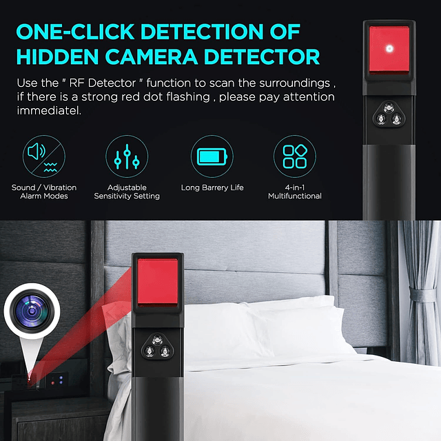 Detector de cámara oculta, detector de cámara, dispositivo o