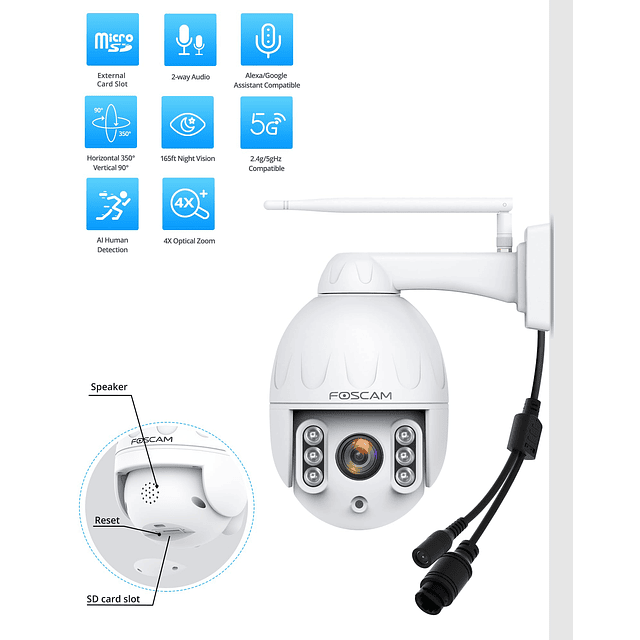 SD4 2k 4MP Cámara de seguridad para exteriores, 5G/2.4GHz Wi