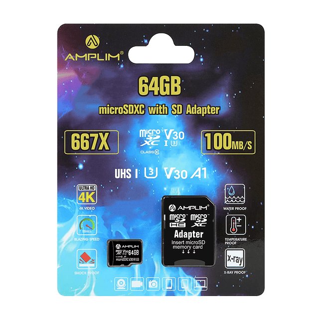 Tarjeta Micro SD de 64 GB, Adaptador de Memoria MicroSD Plus