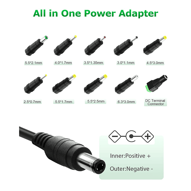 Fuente de alimentación de 12 V, adaptador de CA/CC de 2 A, c