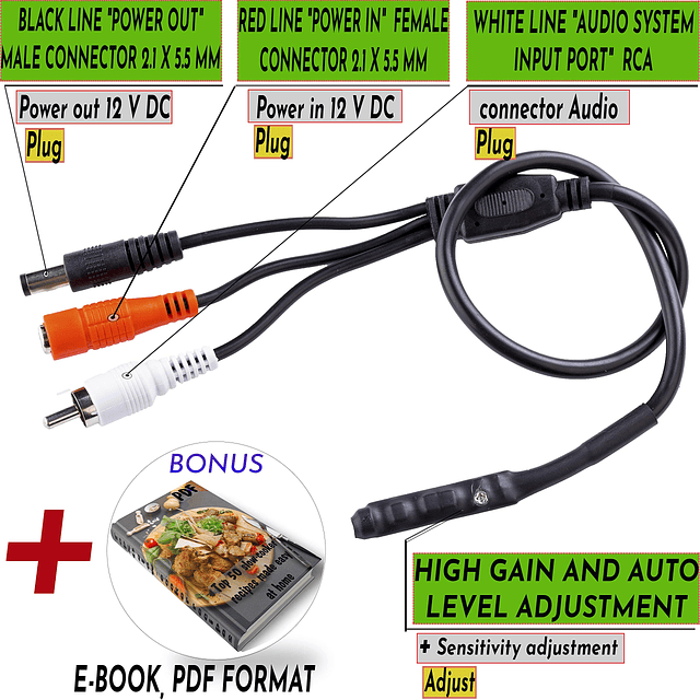 Micrófono CCTV Micrófono exterior para cámara de seguridad I