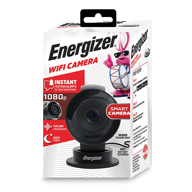 Cámara interior Energizer Smart Wi-Fi negra, 1080P Full HD,