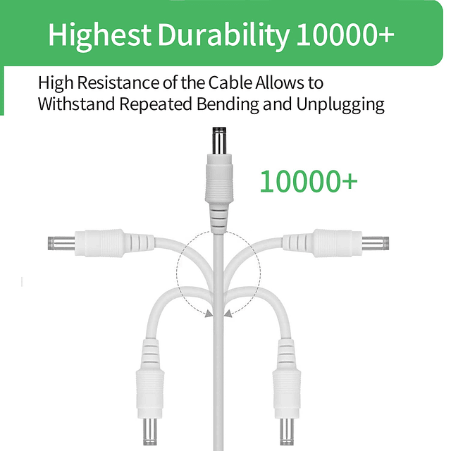 Cable de extensión de alimentación de 26 pies, 8 m, CC de 12