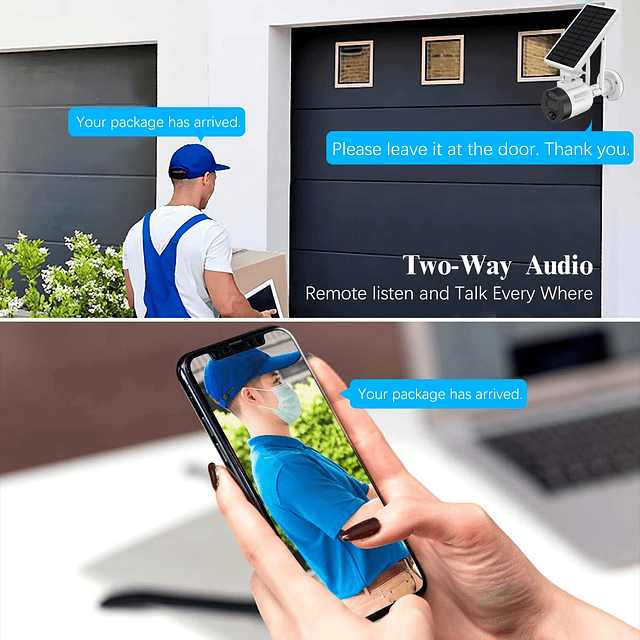Cámara de seguridad solar inalámbrica Wi-Fi 2K, cámara de vi