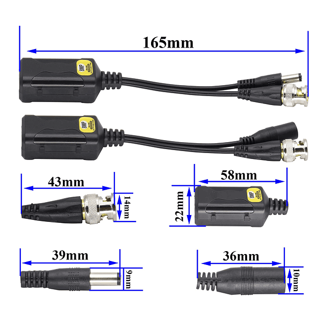 8MP HD Balun RJ45 a BNC Video Baluns transceptor pasivo con