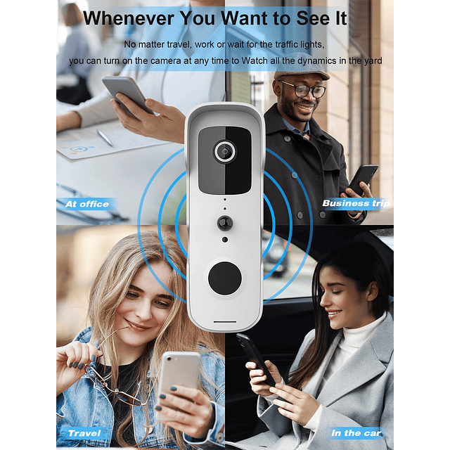 Tuya WiFi Timbre visual inalámbrico inteligente, intercomuni