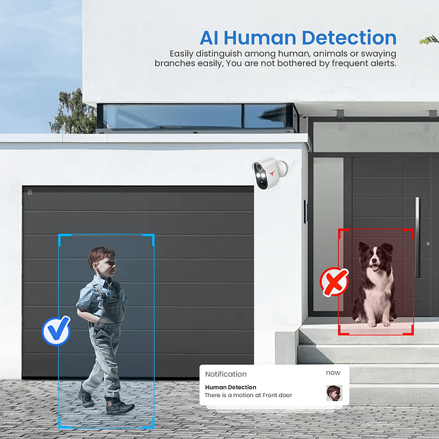 Cámara de seguridad inalámbrica inteligente AI 1080P, detecc