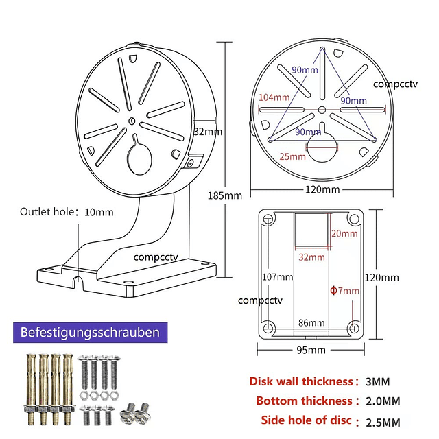 Compcctv Soporte de montaje para cámara de seguridad, soport