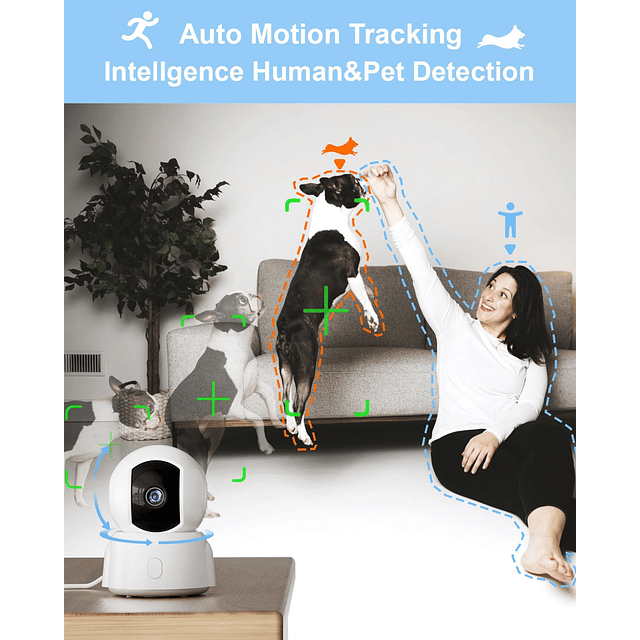 Cámara de seguridad interior 2K, cámara para mascotas para s