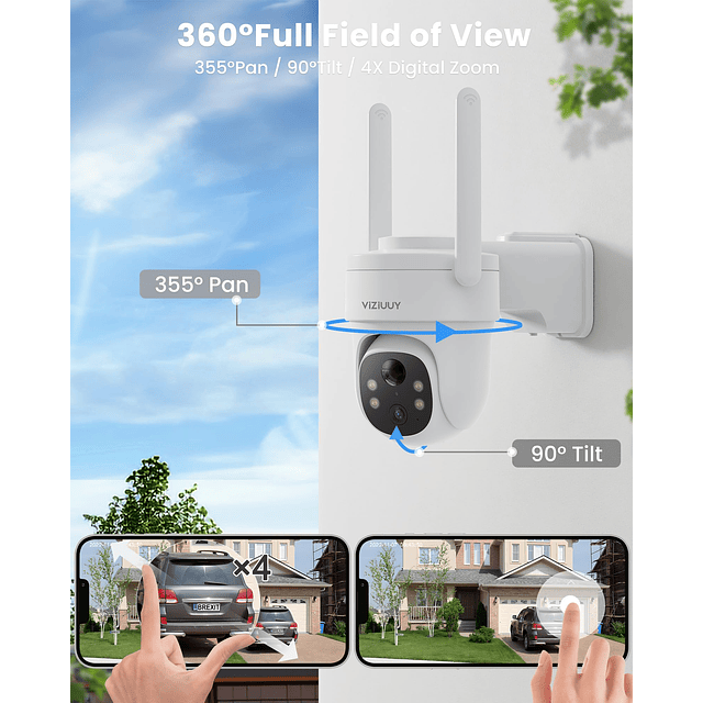 Cámaras de seguridad solares inalámbricas para exteriores, c