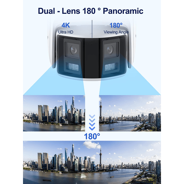 Cámara de seguridad 4K PoE de doble lente para exteriores, g