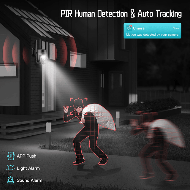 Cámara de Seguridad Solar 4K Inalámbrica para Exteriores, Cá