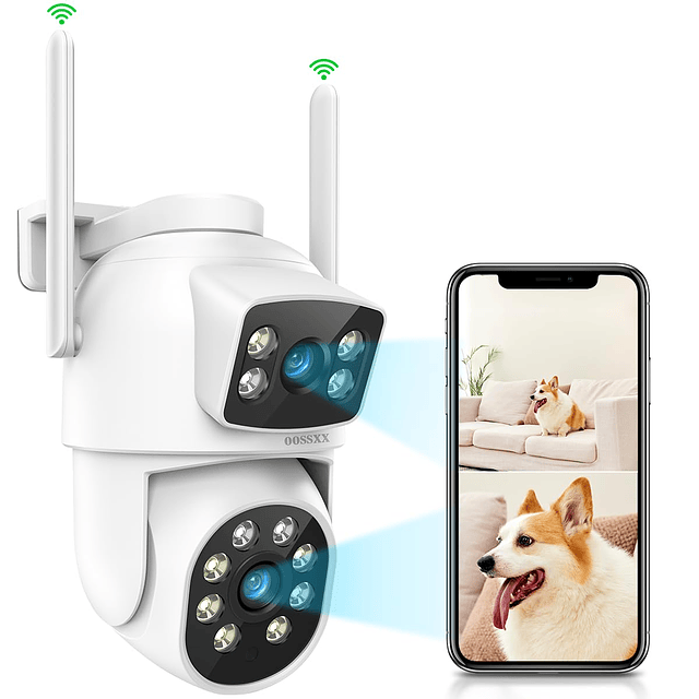 lente dual Sistema de cámaras de seguridad para exteriores,