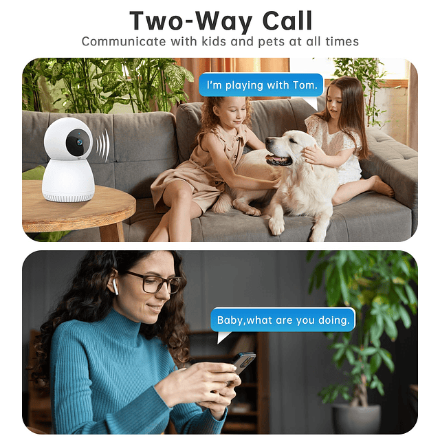 Cámara interior WiFi 5G y 2,4 GHz, cámaras panorámicas/incli