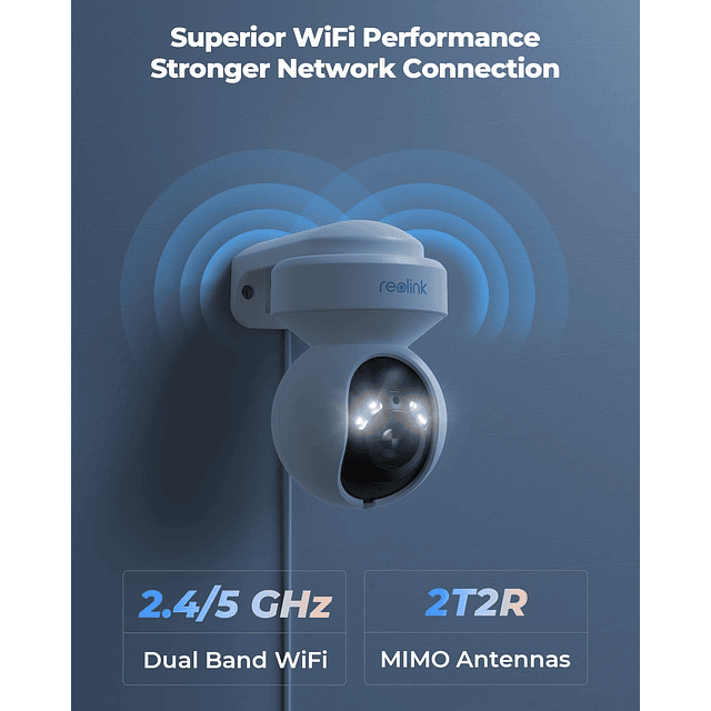 E1 Cámara de seguridad WiFi enchufable para exteriores, cáma