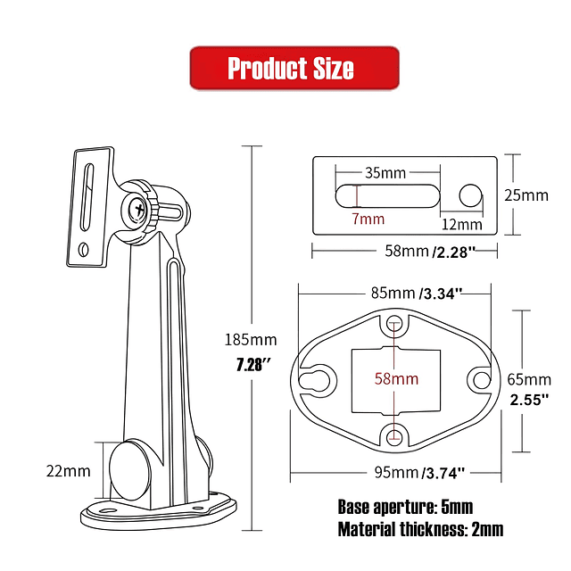 Soporte de pared de seguridad ajustable para interiores y ex