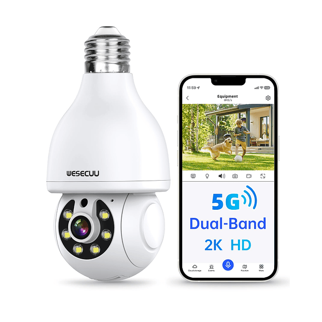 Cámara de seguridad con bombilla, cámaras de seguridad WiFi