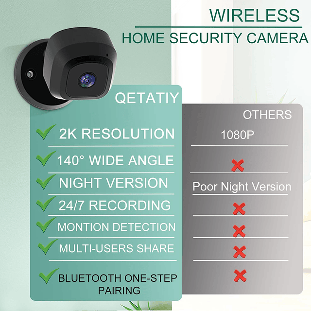 Cámara de seguridad WiFi, cámara interior 2K inalámbrica, cá