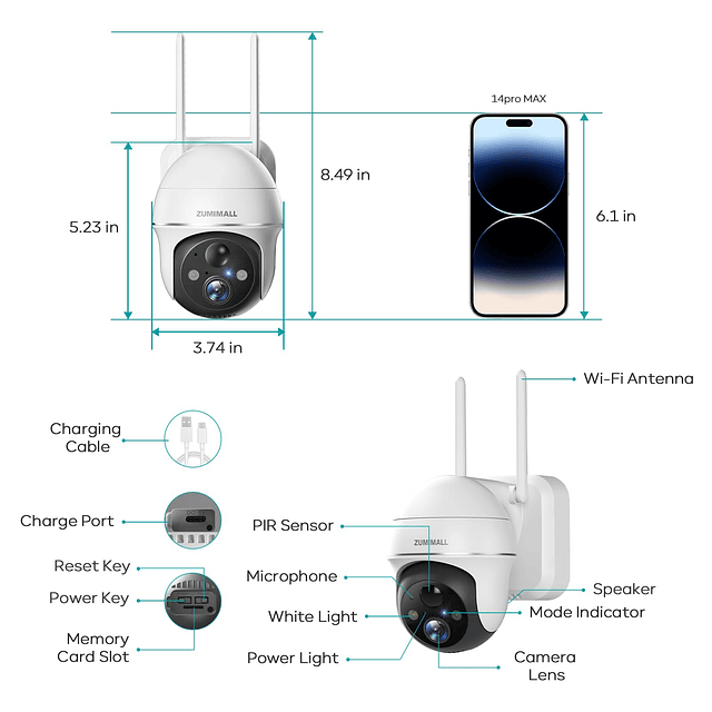 Cámaras de Seguridad WiFi Inalámbrica para Exteriores con PT