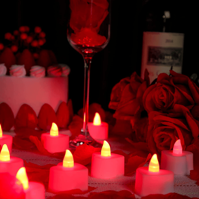 72 velas LED en forma de corazón velas rojas sin llama con 6