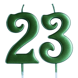 Vela verde de 23 cumpleaños velas número 23 años decoración