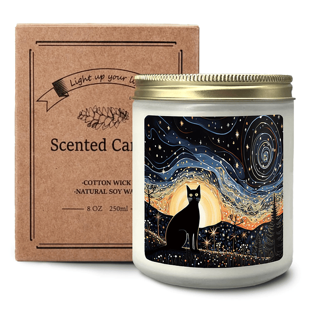 Vela de gato negro Regalos de gato para mujeres velas de gat