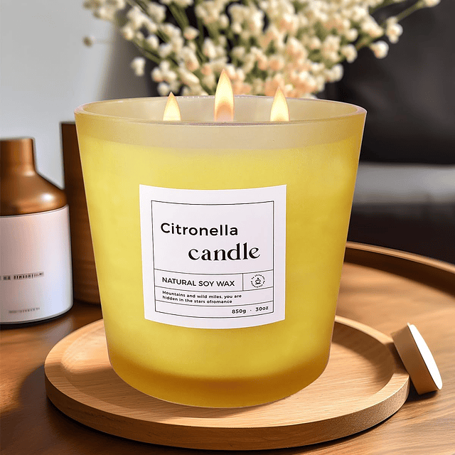 Vela de citronela de lujo vela perfumada para interiores y e