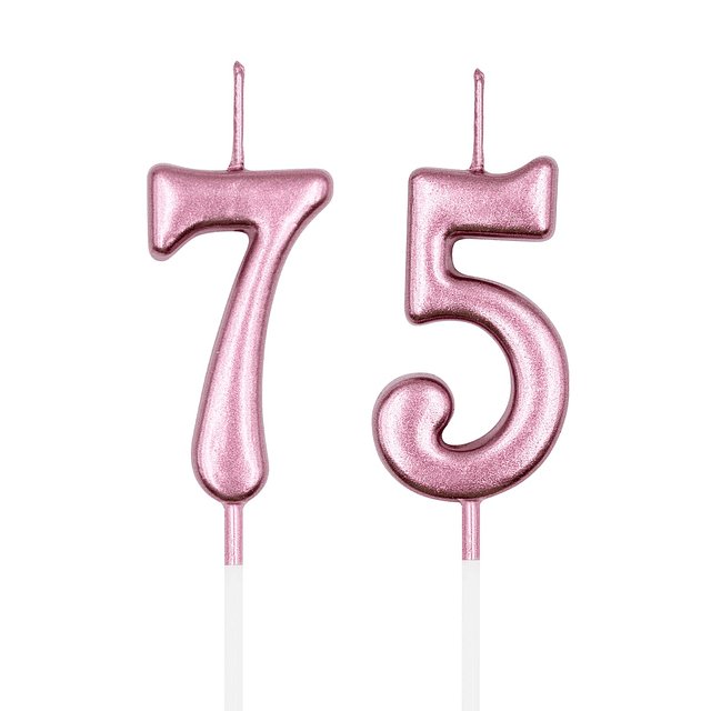 Velas de cumpleaños 75 y 57 vela número 75 57 de oro rosa pa