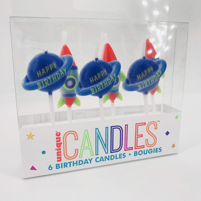 Velas de cumpleaños con diseño de espacio exterior paquete d