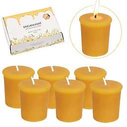 Velas votivas de cera de abejas naturales paquete de 6 velas