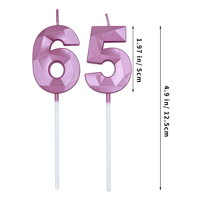 Velas de cumpleaños 65 y 56 para pastel número rosa 65 56 Ve