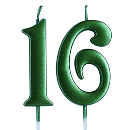 Vela verde de 16 cumpleaños velas número 16 años decoración